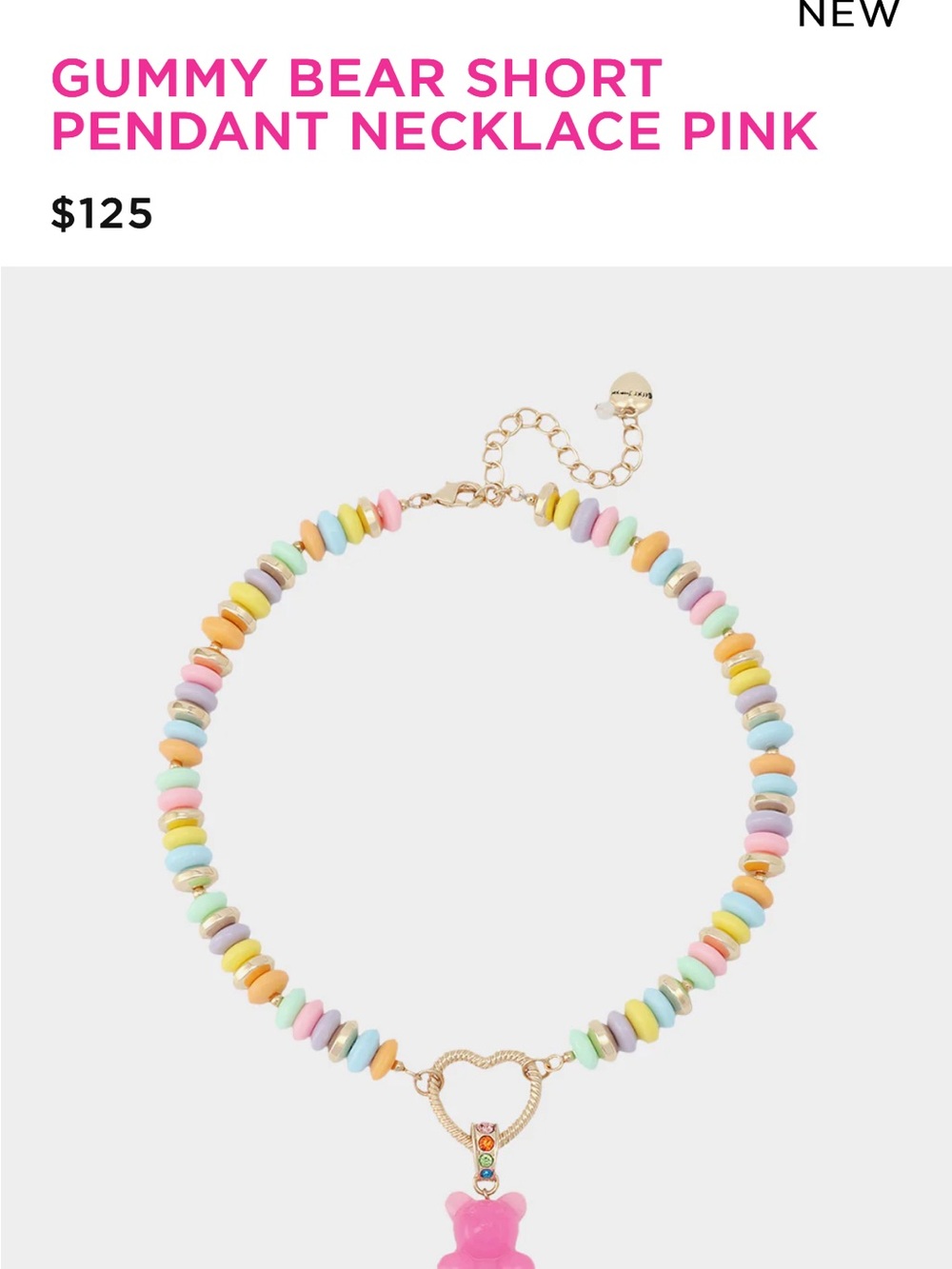Betsey Johnson Bead Necklace with Pink Gummy Bear Pendant and Bracelet NWT - Picture 4 of 5